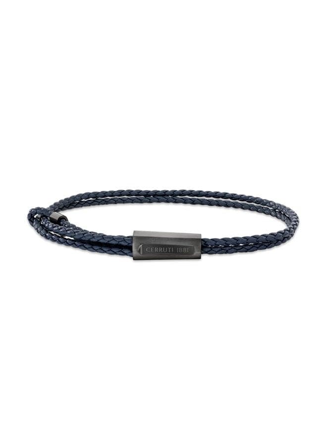 CERRUTI 1881 Dual Tour Leather Bracelet in Navy Blue - Image 1