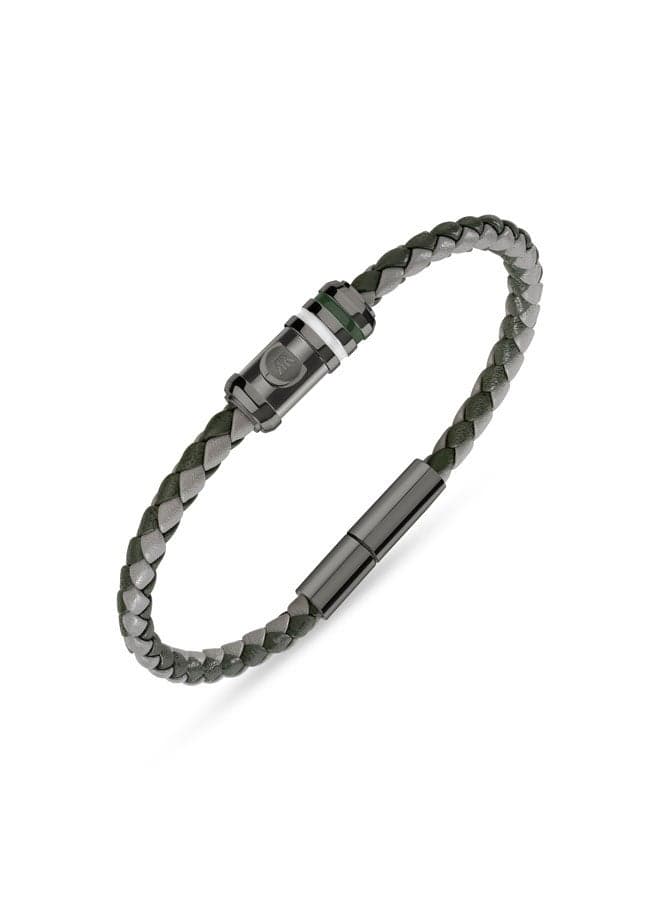 CERRUTI 1881 Venezio Olive & Grey Leather Bracelet - Image 1