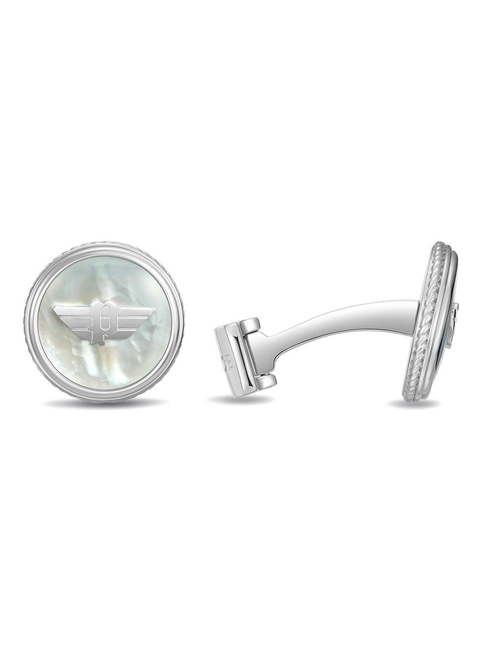POLICE Treasure Elegant Stainless Steel Cufflinks with White Mother-of-Pearl - Image 1