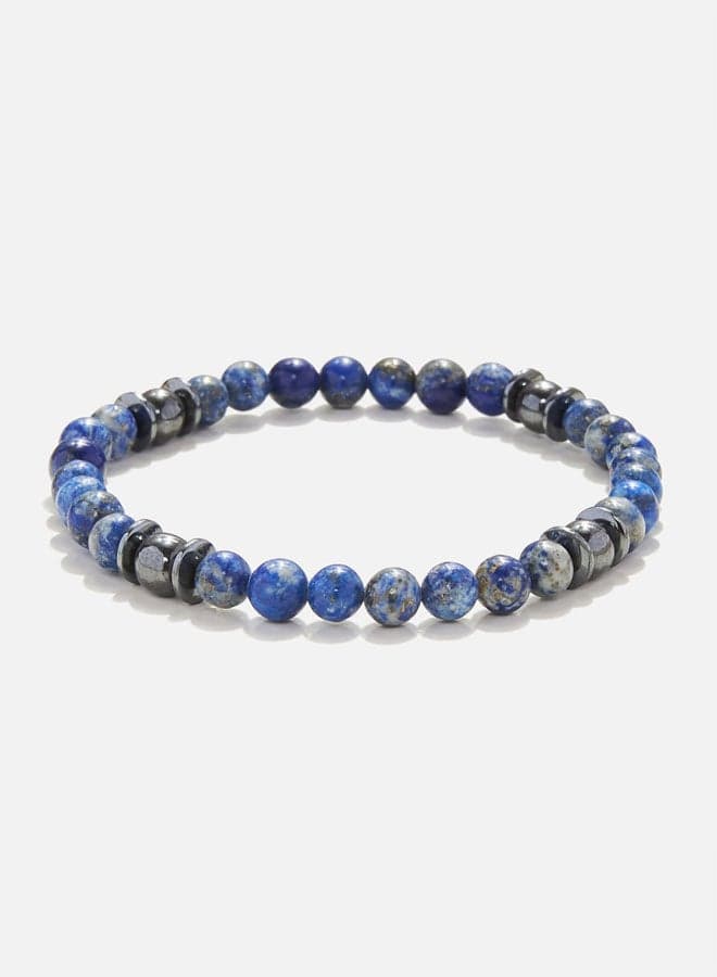 CHRYSOSTOMOS Men's Blue Lapis & Hematite Handcrafted Bracelet - Image 1