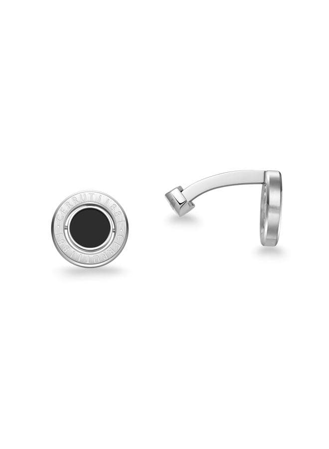 CERRUTI 1881 Lino Silver & Black Enamel Rotating Cufflinks - Image 1