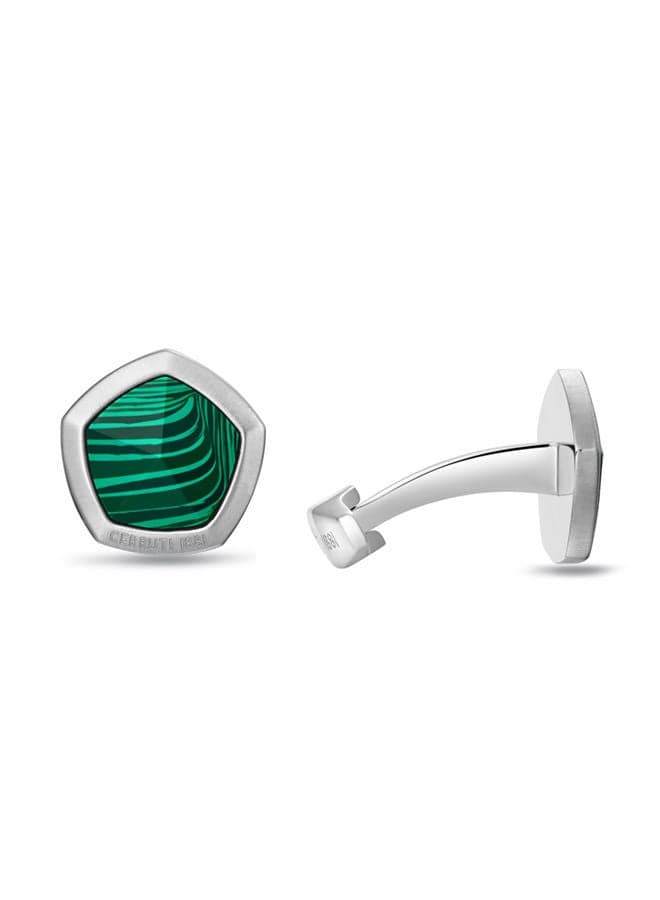CERRUTI 1881 Malachite Green Silver Polygon Cufflinks - Image 1