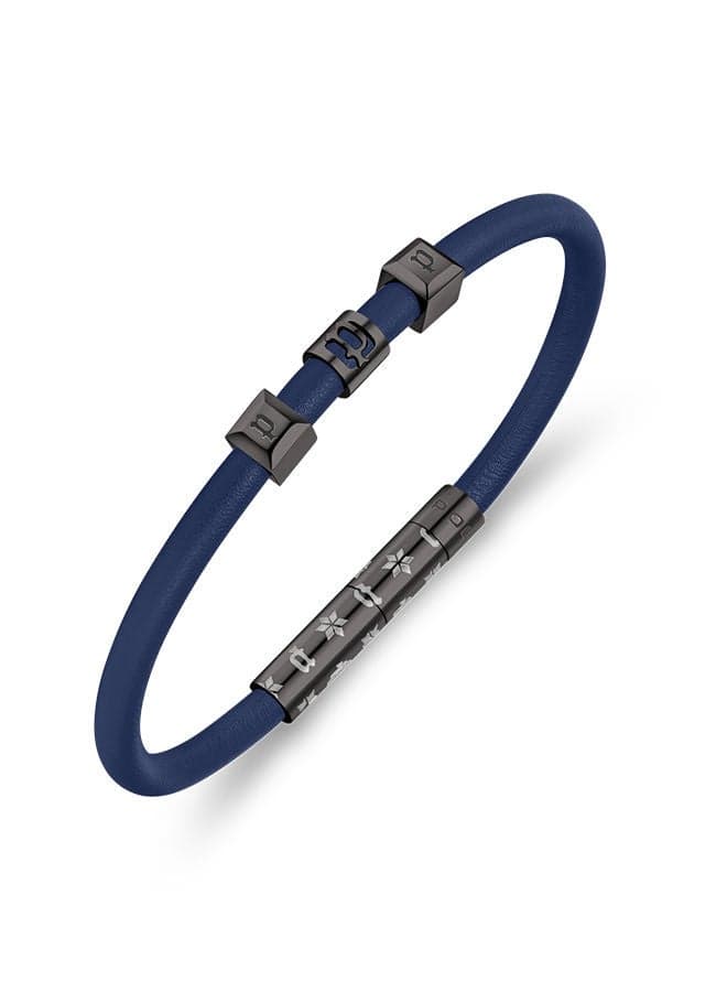 POLICE Blue Flake Leather Bracelet PEAGB0033906 - Masculine Elegance - Image 1
