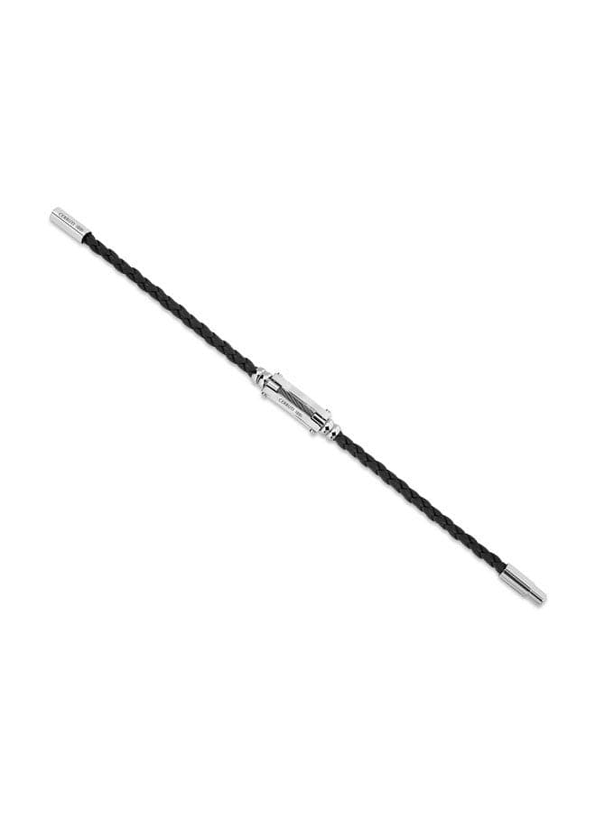 CERRUTI 1881 180 Cirrilio Black Leather Bracelet - Timeless Elegance - Image 1