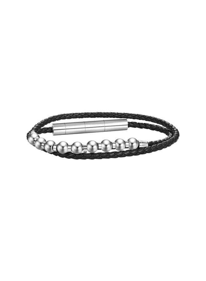 POLICE Kingpins Stainless Steel & Leather Bracelet PEAGB0005443 - Image 1