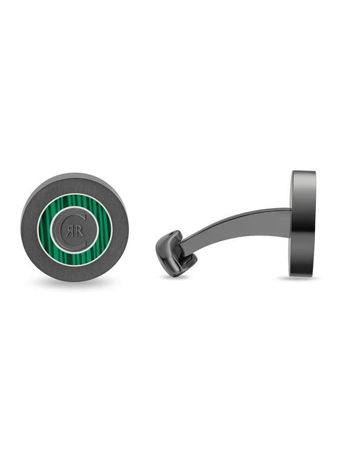 CERRUTI 1881 Carlo Silver and Grey Malachite Cufflinks - Image 1