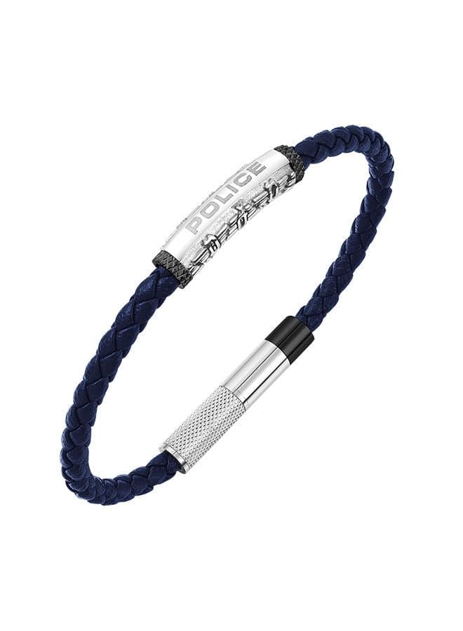 POLICE Warren Blue Leather & Steel Bracelet PEAGB0033602 - Image 1
