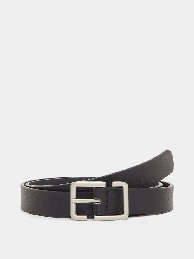 Styli Black Elegance Men's Waist Belt with Sleek Metal Buckle - Image 1