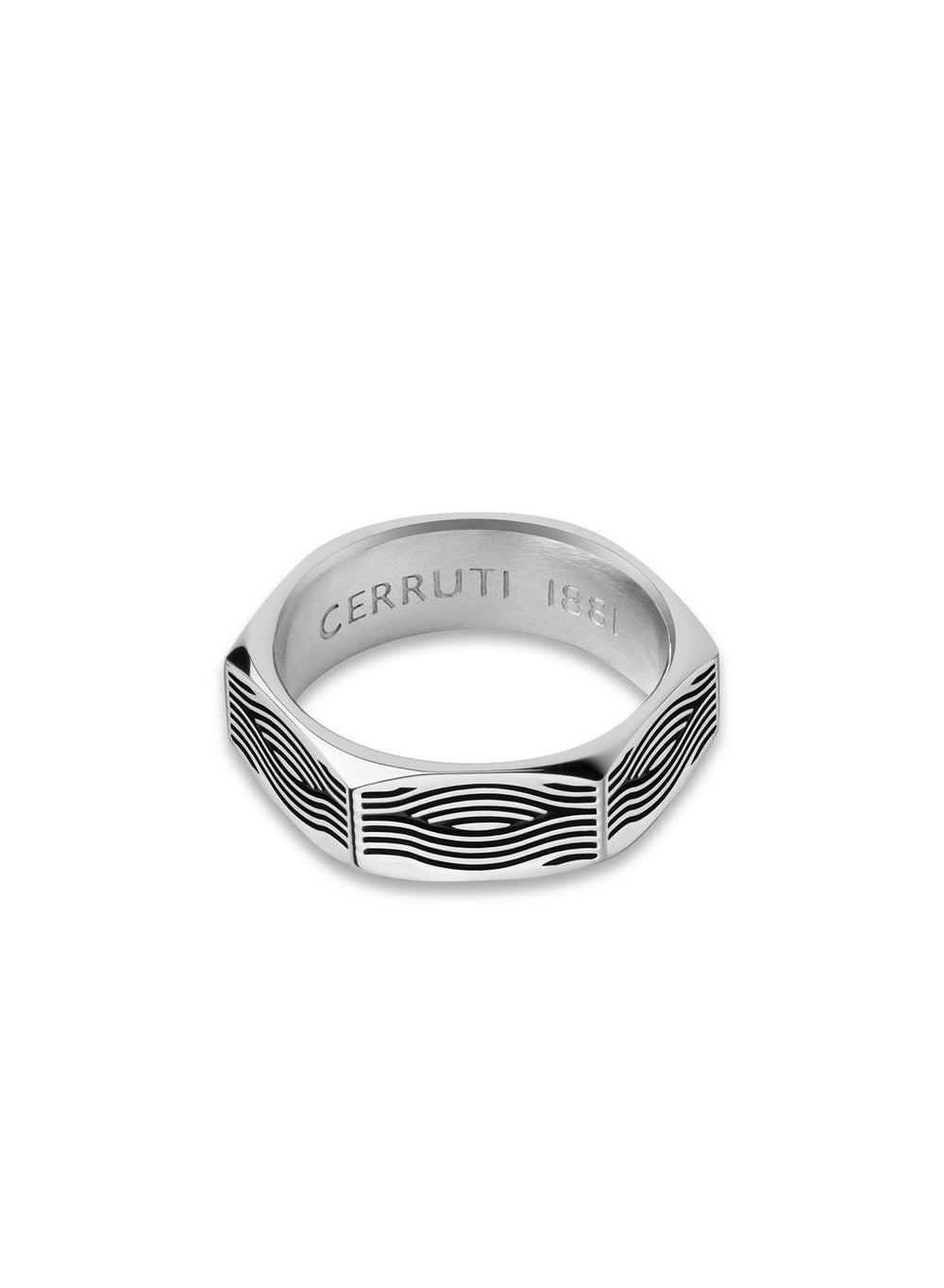CERRUTI 1881 Silver Wave Comb Ring For Men 64 - Image 1