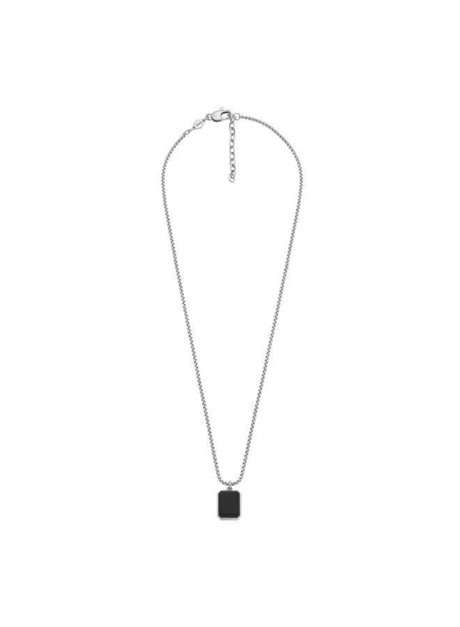 FOSSIL Jf04601040 Men's Black Agate Pendant Necklace - Image 1