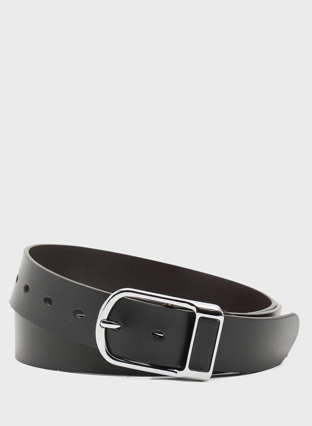Robert Wood Black Leather Formal Belt - Elegance Redefined - Image 1