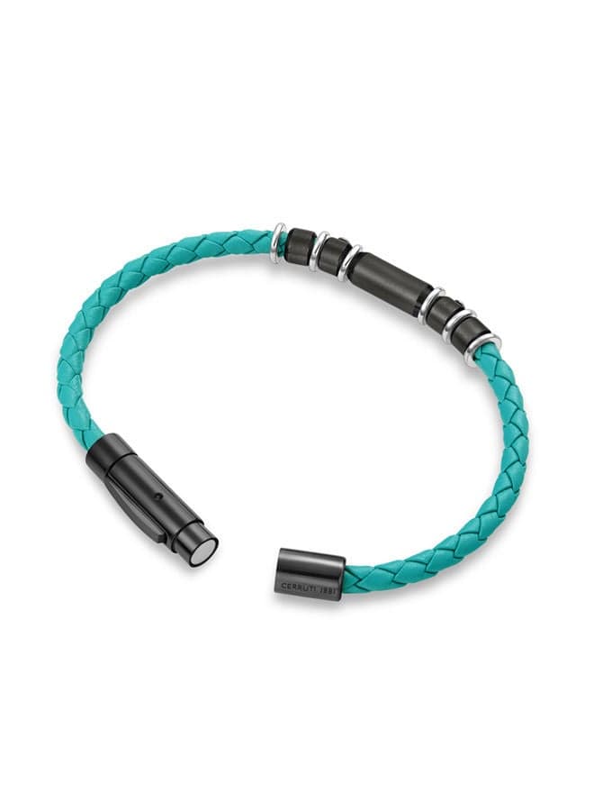 CERRUTI 1881 Dynamic Black Leather Bracelet 180 + 20 - Image 1