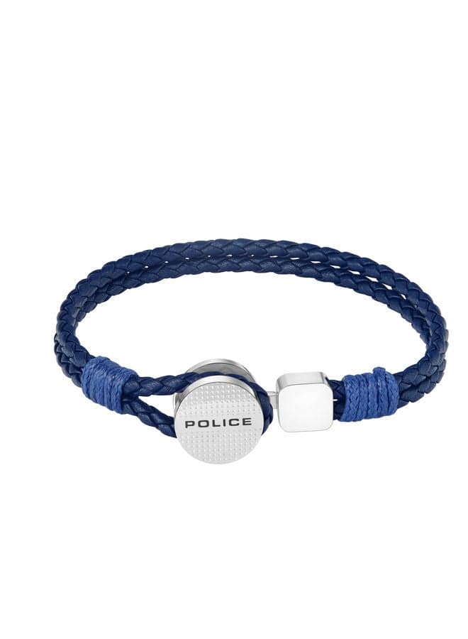 POLICE Deep-Set Blue Leather & Stainless Steel Bracelet PEAGB0005805 - Image 1