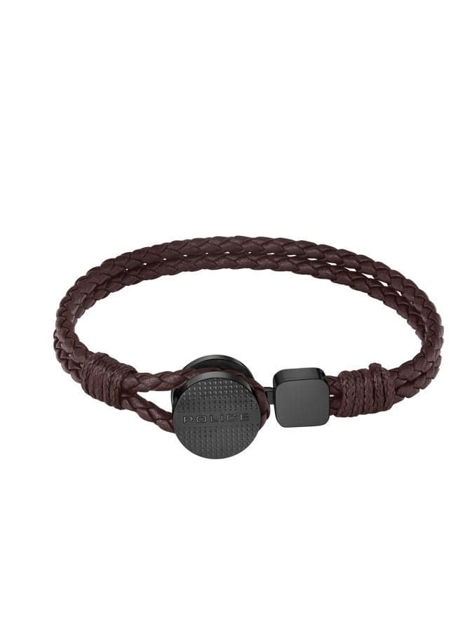 POLICE PEAGB0005803 Deep-Set Men's Grey & Brown Leather Bracelet - Image 1