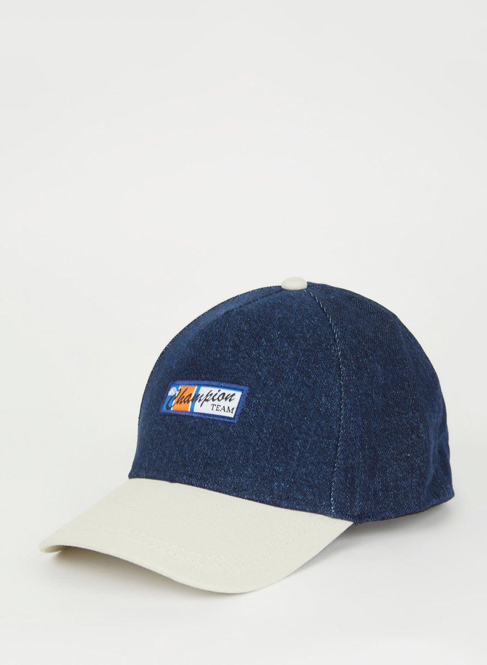 DeFacto Men's Label Print Denim Baseball Cap - Image 1