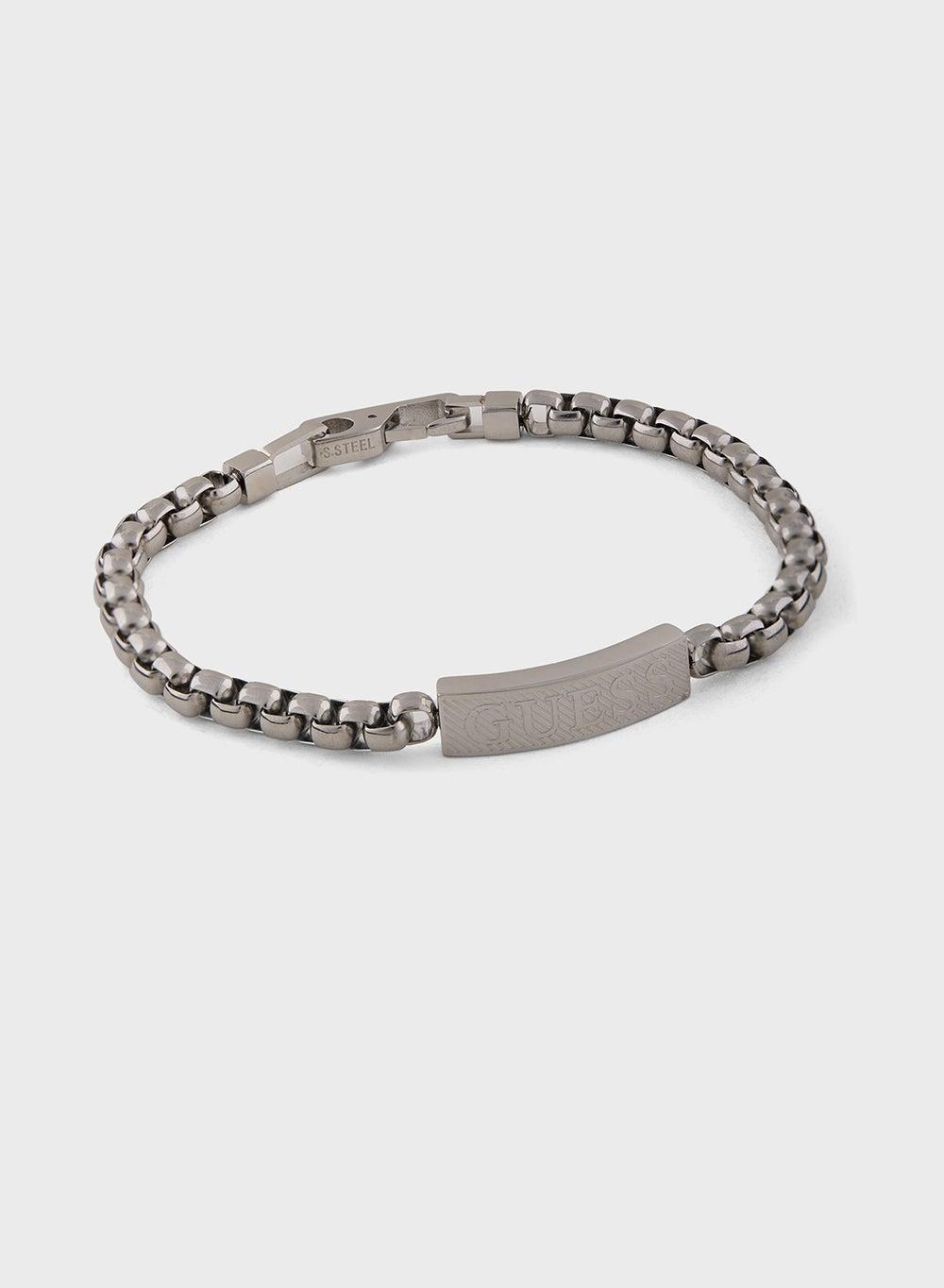 GUESS Squared Logo Steel Bracelet for Sophisticated Men - Image 1