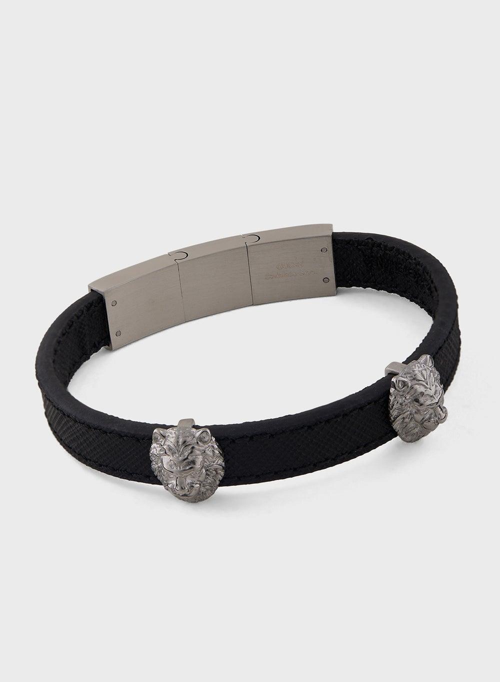 GUESS Lion King Men's Sleek Leather Bracelet - Image 1