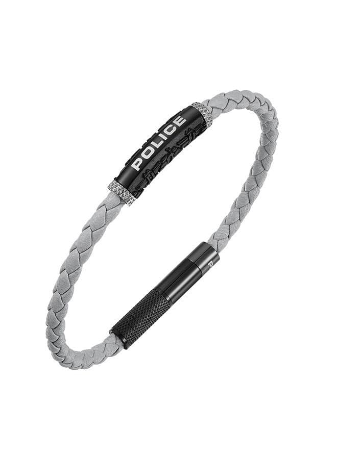 POLICE Warren Grey Leather Bracelet PEAGB0033603 - Iconic Style for Men - Image 1