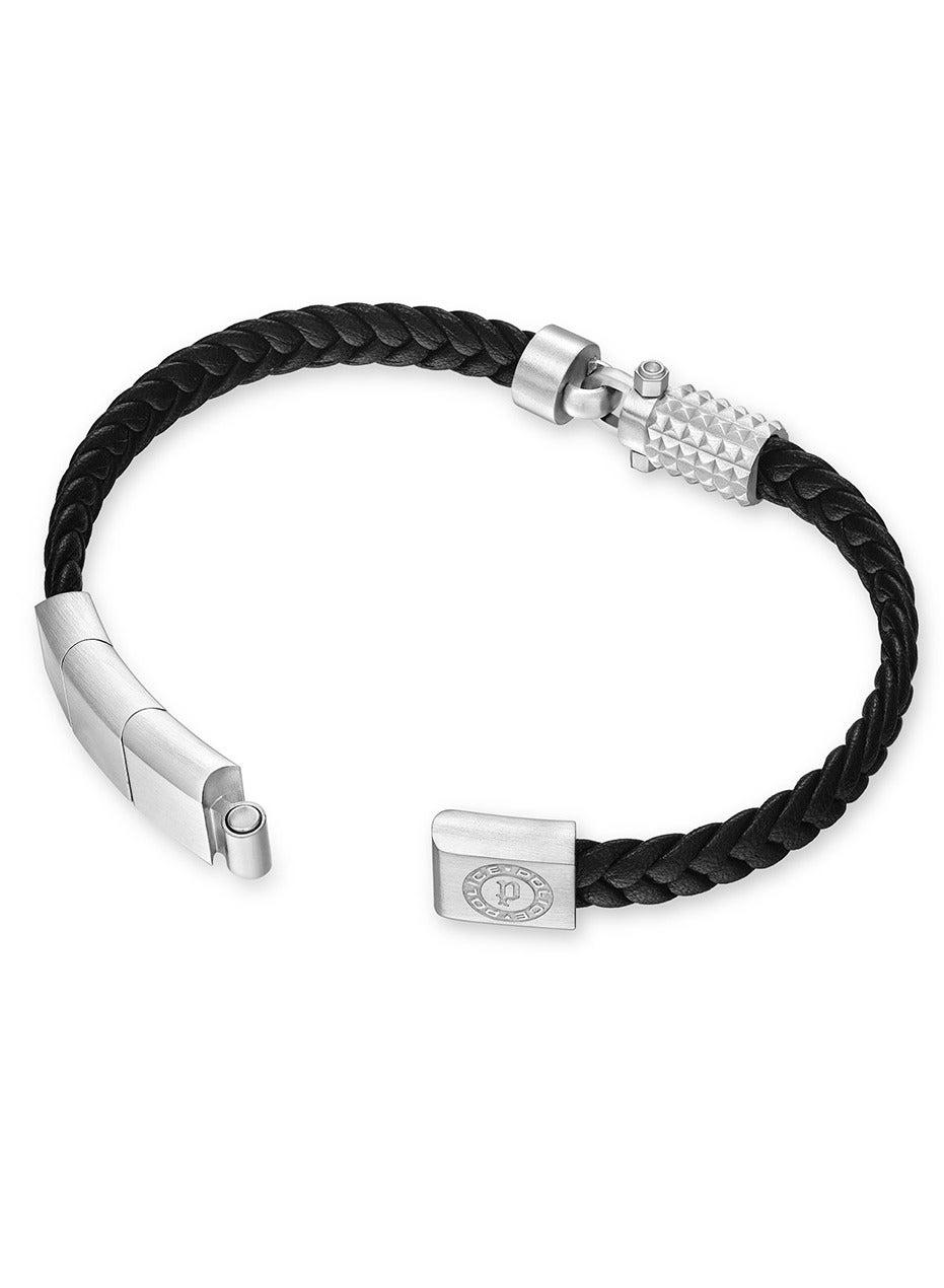 POLICE Wrath Black Braided Leather Men's Bracelet - Image 1