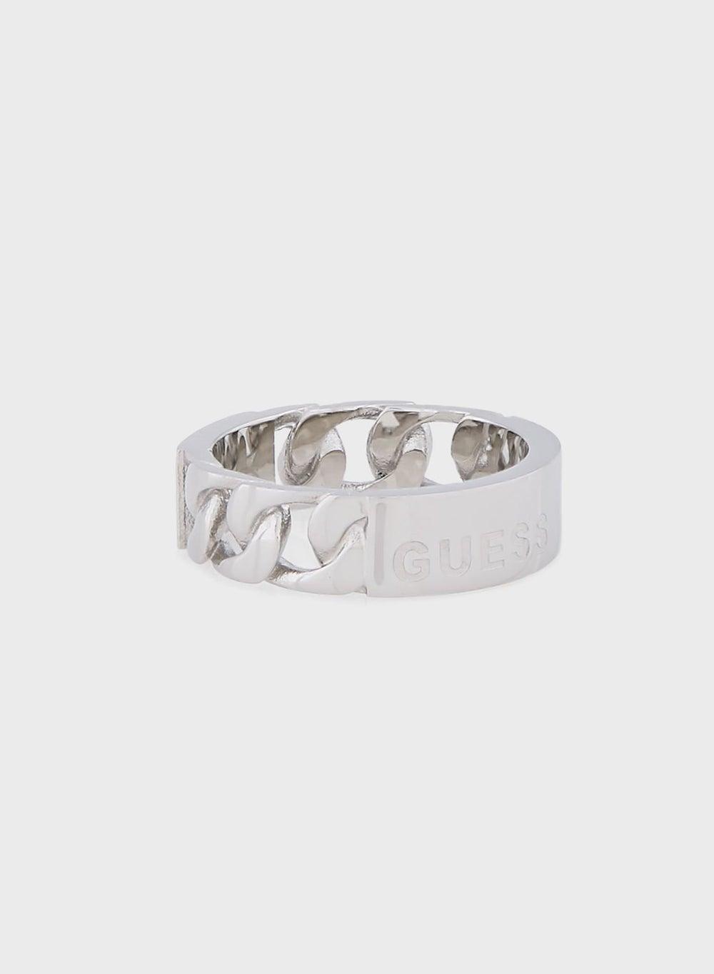 GUESS Men's Stainless Steel Jewelery Ring - Sleek Chain Detail - Image 1