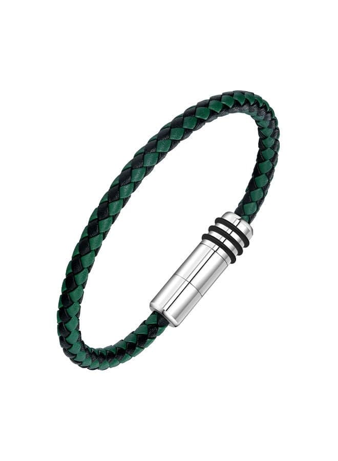 POLICE Gear PEAGB2211547 Black & Green Leather Gents Bracelet - Image 1