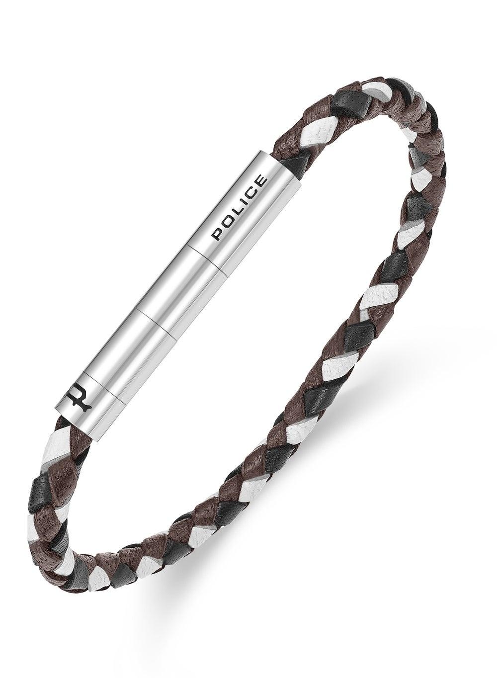 POLICE Fuze Tri-Tone Leather Bracelet for the Modern Man - Image 1