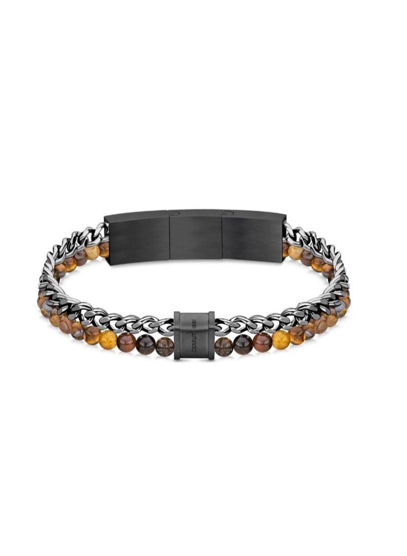 CERRUTI 1881 Men's Dual-Layer Tiger Eye & Metal Bracelet - Image 1