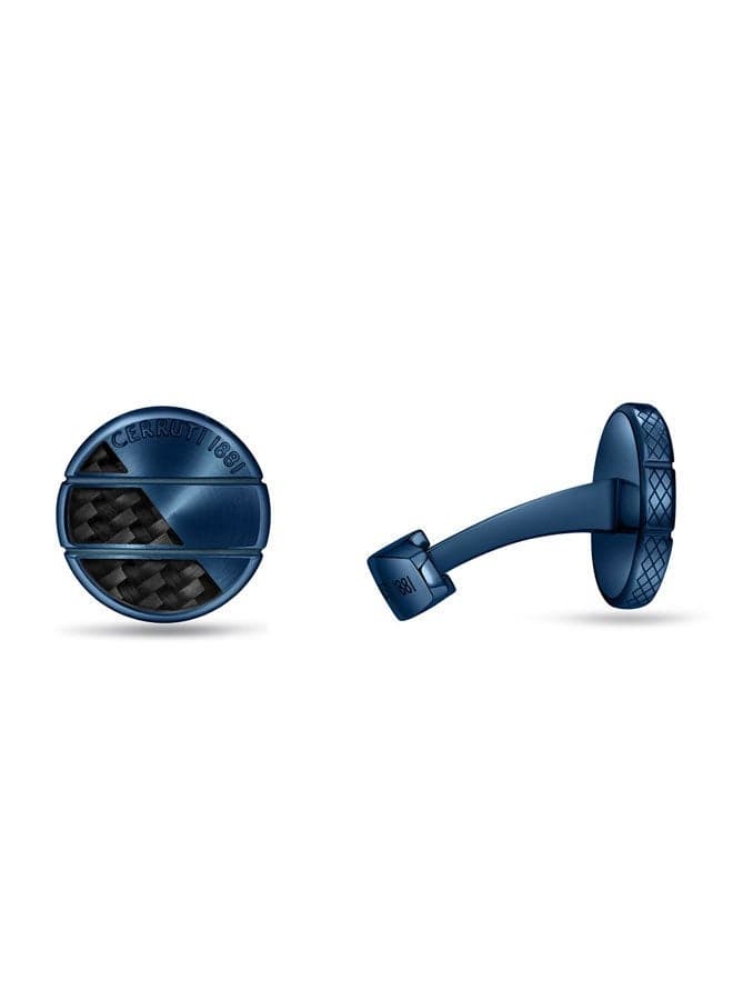 CERRUTI 1881 Halves.2 Elegant Blue & Black Carbon Cufflinks - Image 1