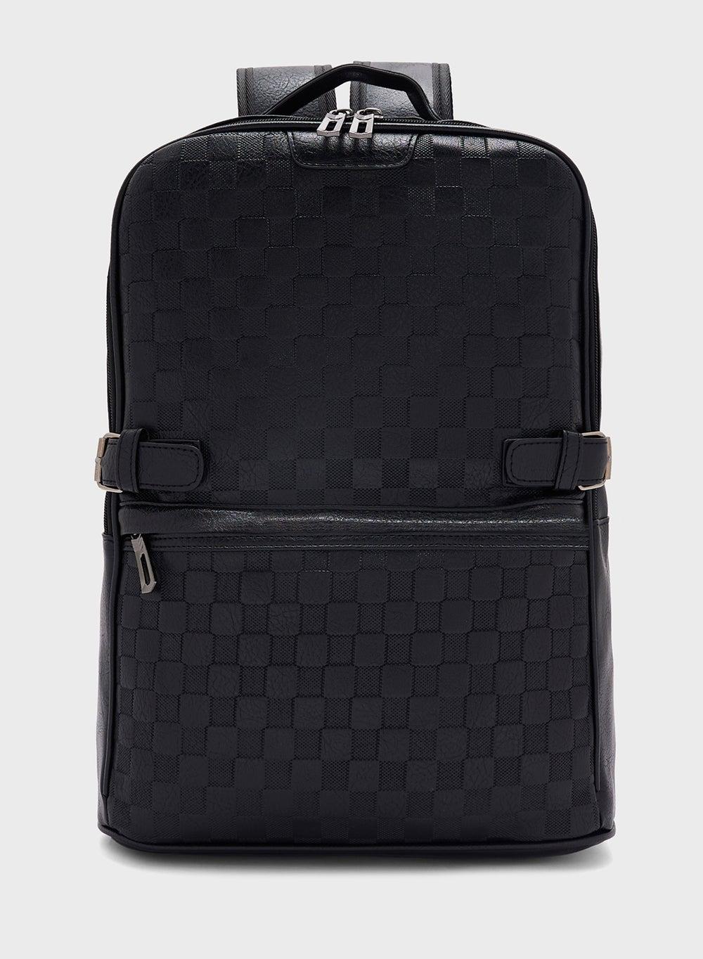 Robert Wood Check Embossed Men’s Casual Backpack - Image 1