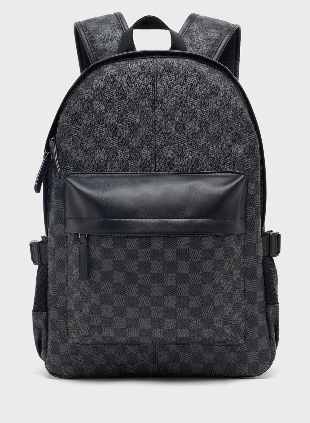 Robert Wood Men's Check Print Chic Backpack with Laptop Sleeve - Image 1