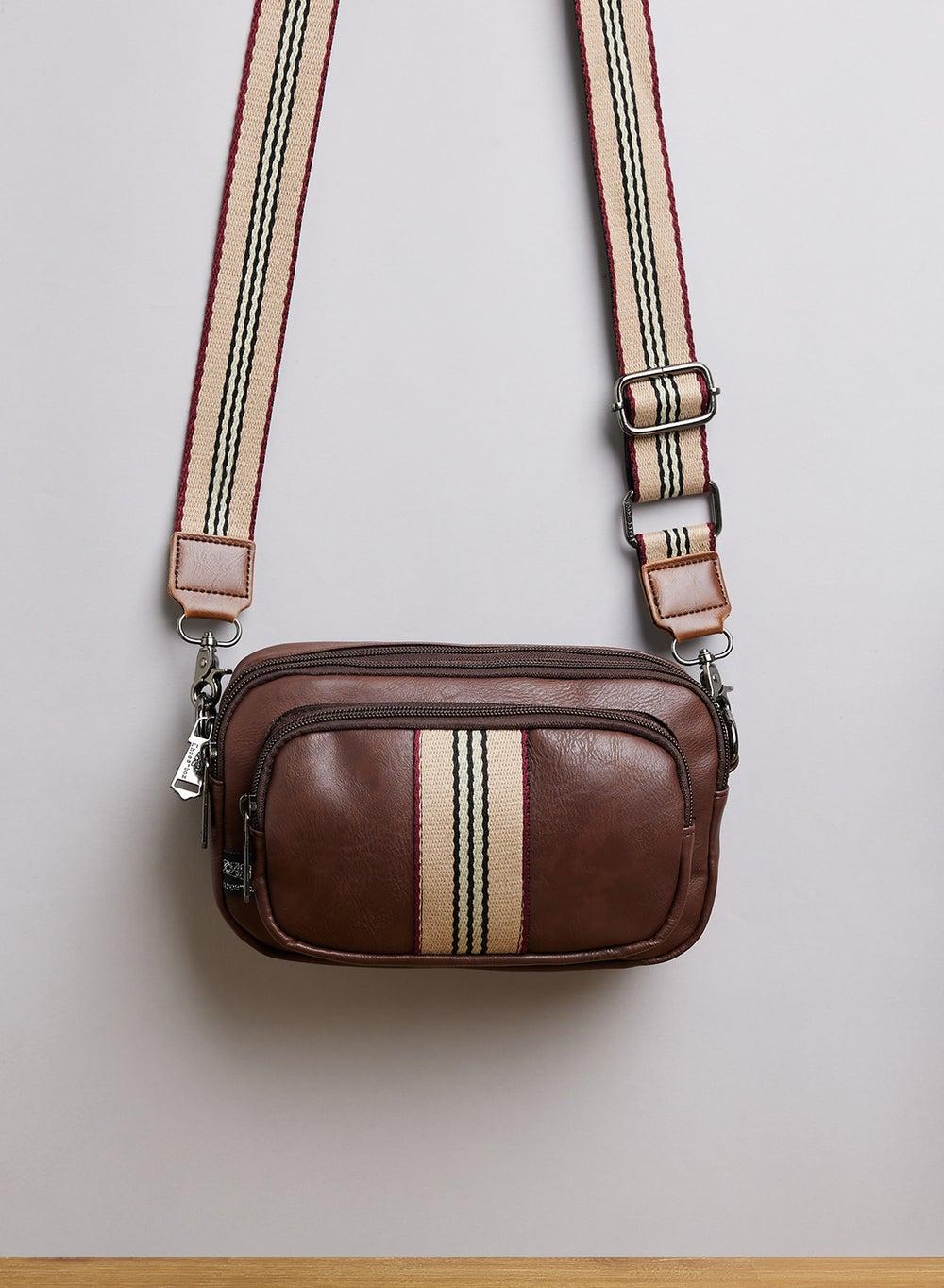 Robert Wood Crossbody Messenger: Sleek Webbing Detail - Image 1
