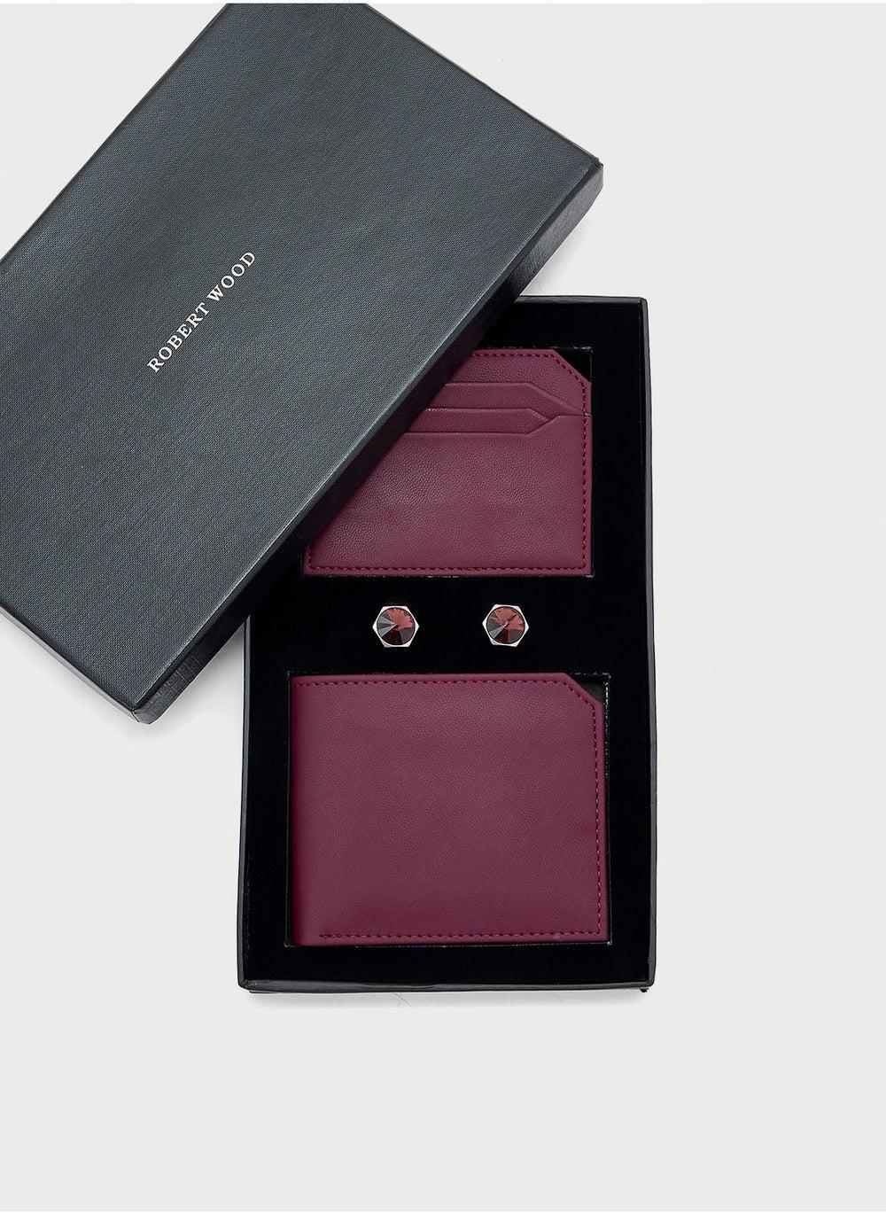 Robert Wood Men's Luxury Wallet, Card Holder, and Cuff Links Set - Image 1