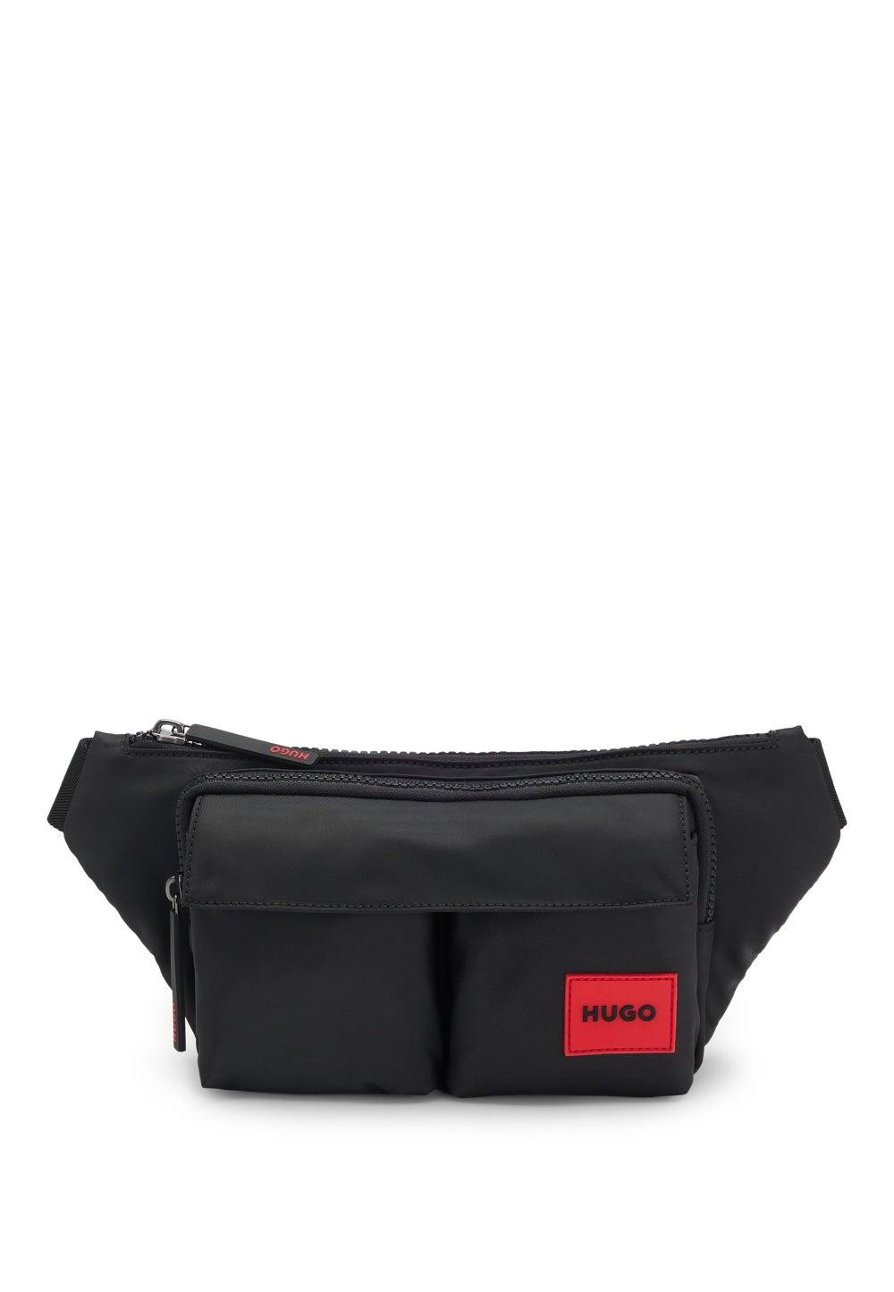 HUGO Matte-Twill Men's Belt Bag with Dual Flap Pockets - Image 1
