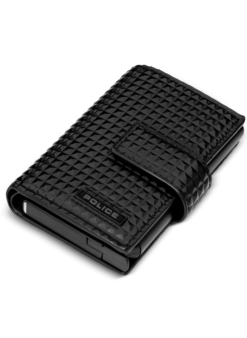 POLICE Pyramid Black Vegan Leather Automatic Card Case - RFID Safe - Image 1