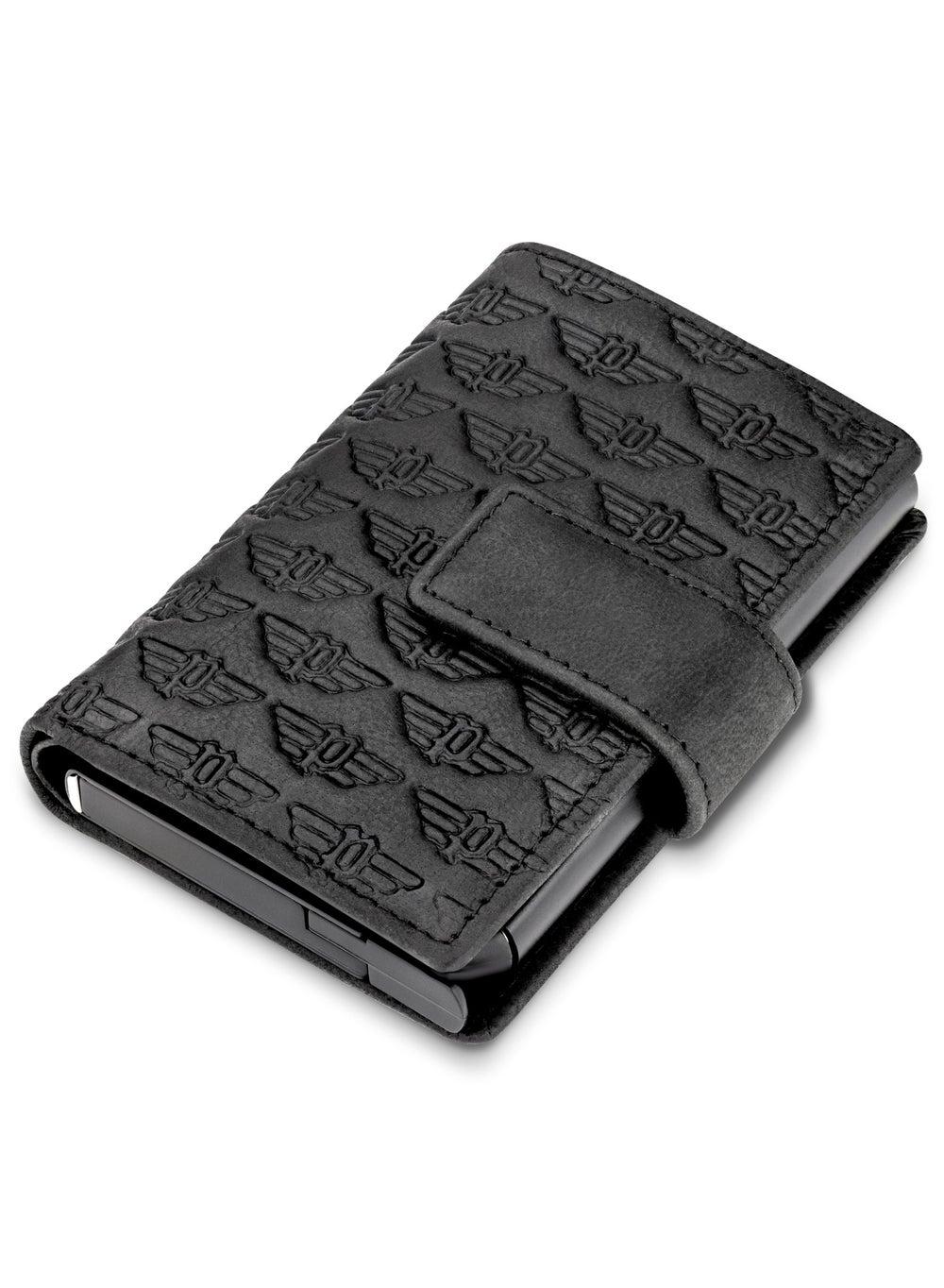 POLICE PELGD2206908 Black Leather Alloy Automatic Card Case for Men - Image 1