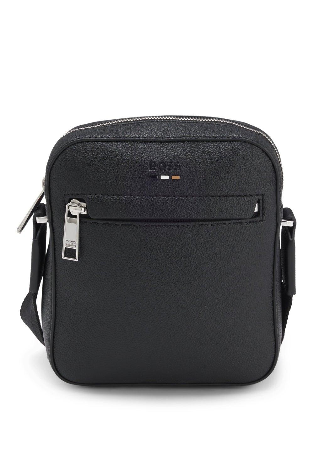 BOSS Signature Grained Faux-Leather Men's Reporter Bag - Image 1