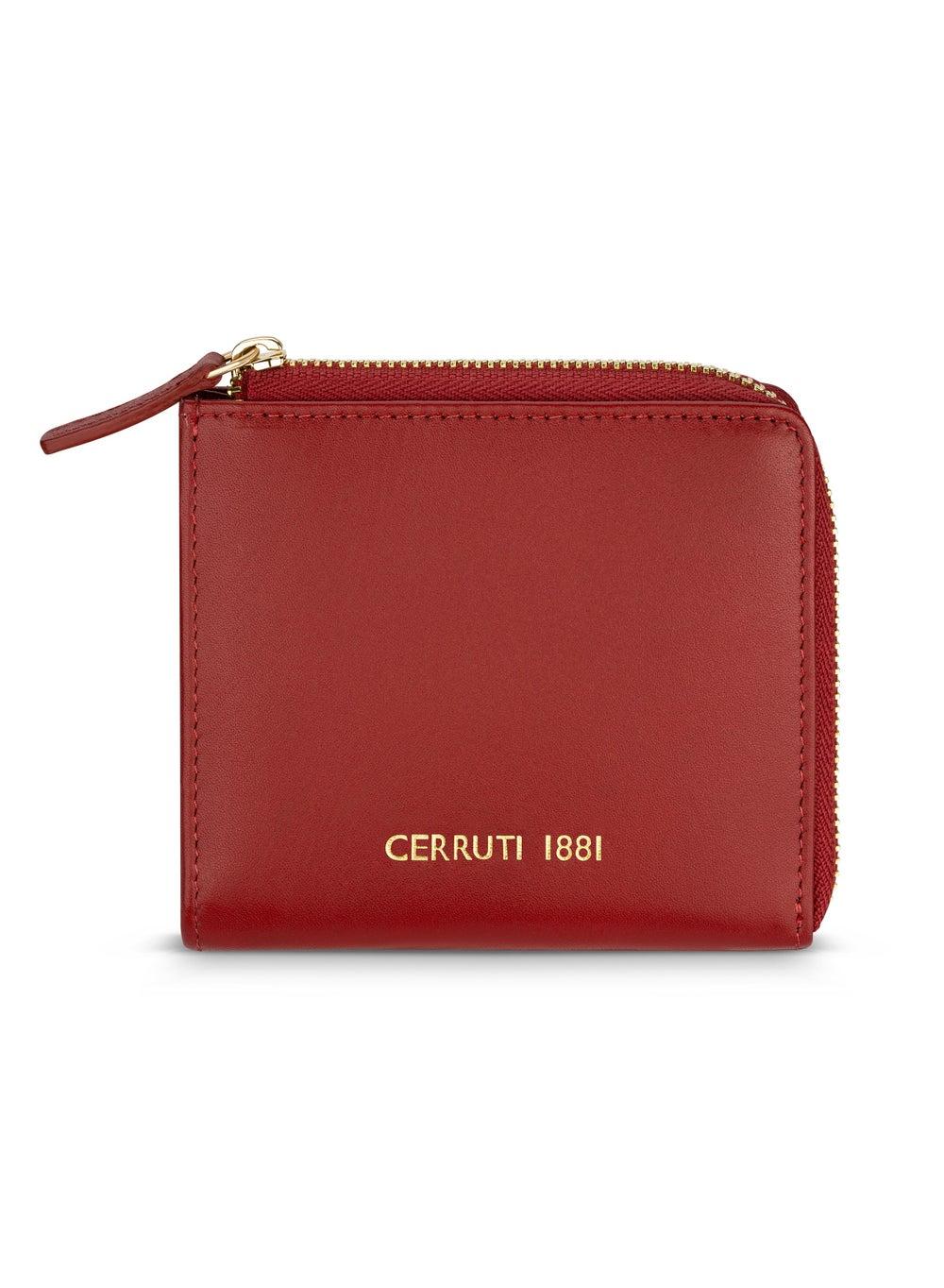CERRUTI 1881 Red Leather Zip Around Wallet - Unisex Elegance - Image 1