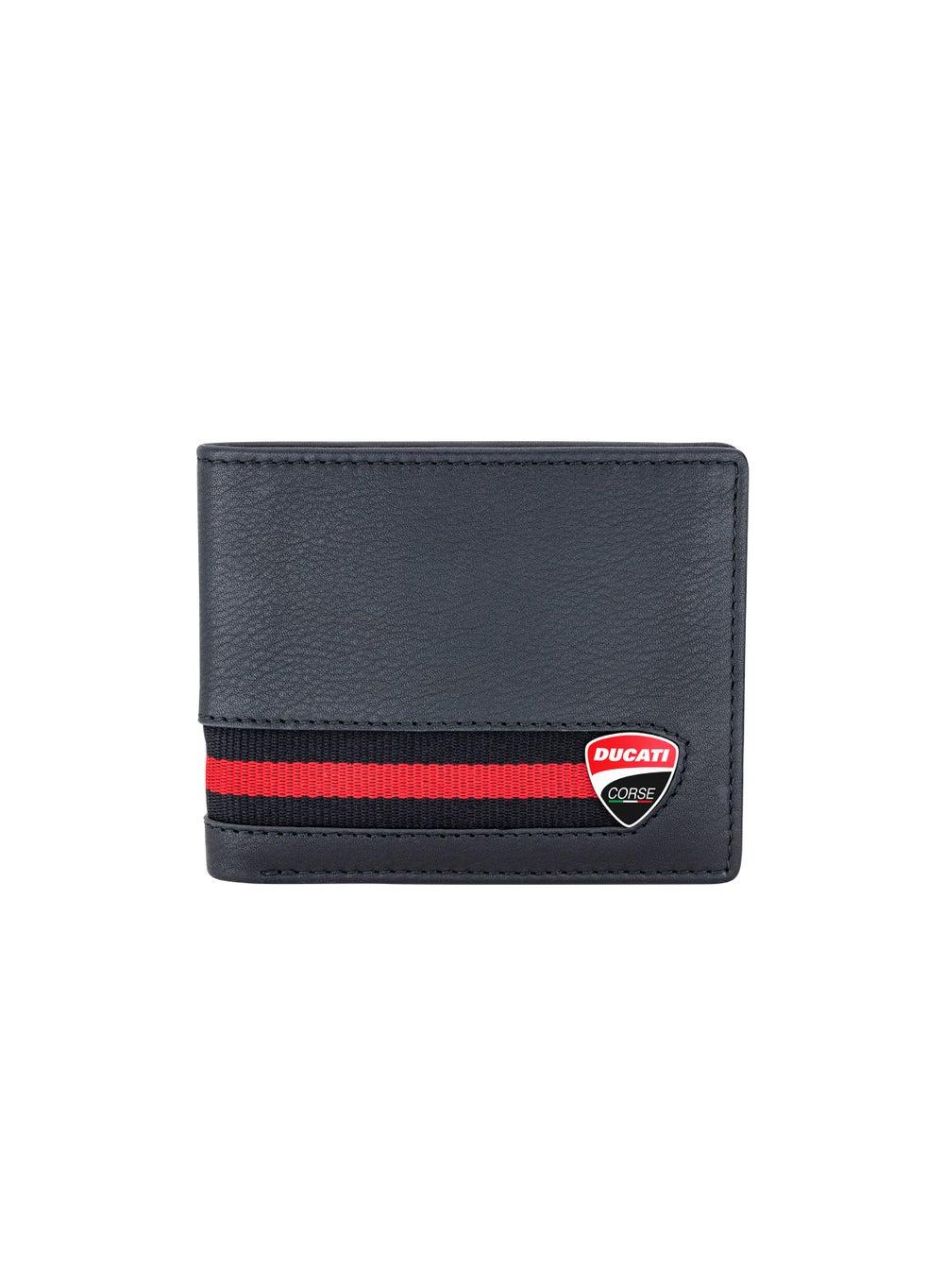 Ducati Corse Firenze: Sleek Bi-Fold Genuine Leather Wallet - Image 1
