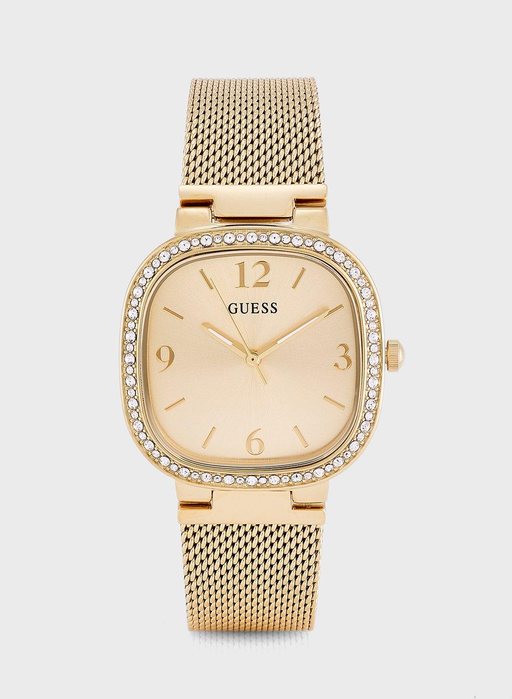 GUESS Crystal Elegance Square Mesh Watch for Women - Image 1