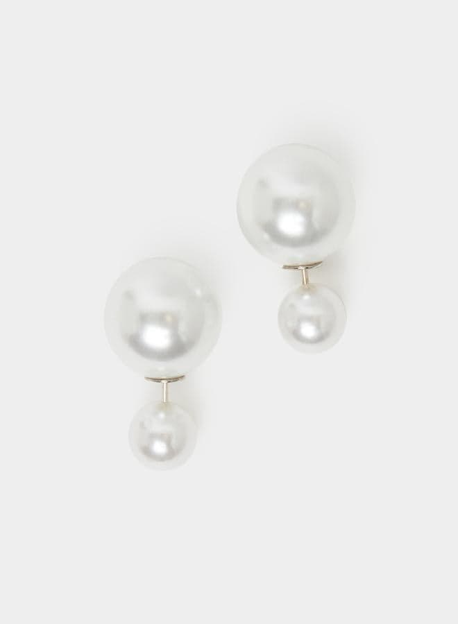 Styli Ribbon Faux Pearl Earrings - Elegance Redefined - Image 1