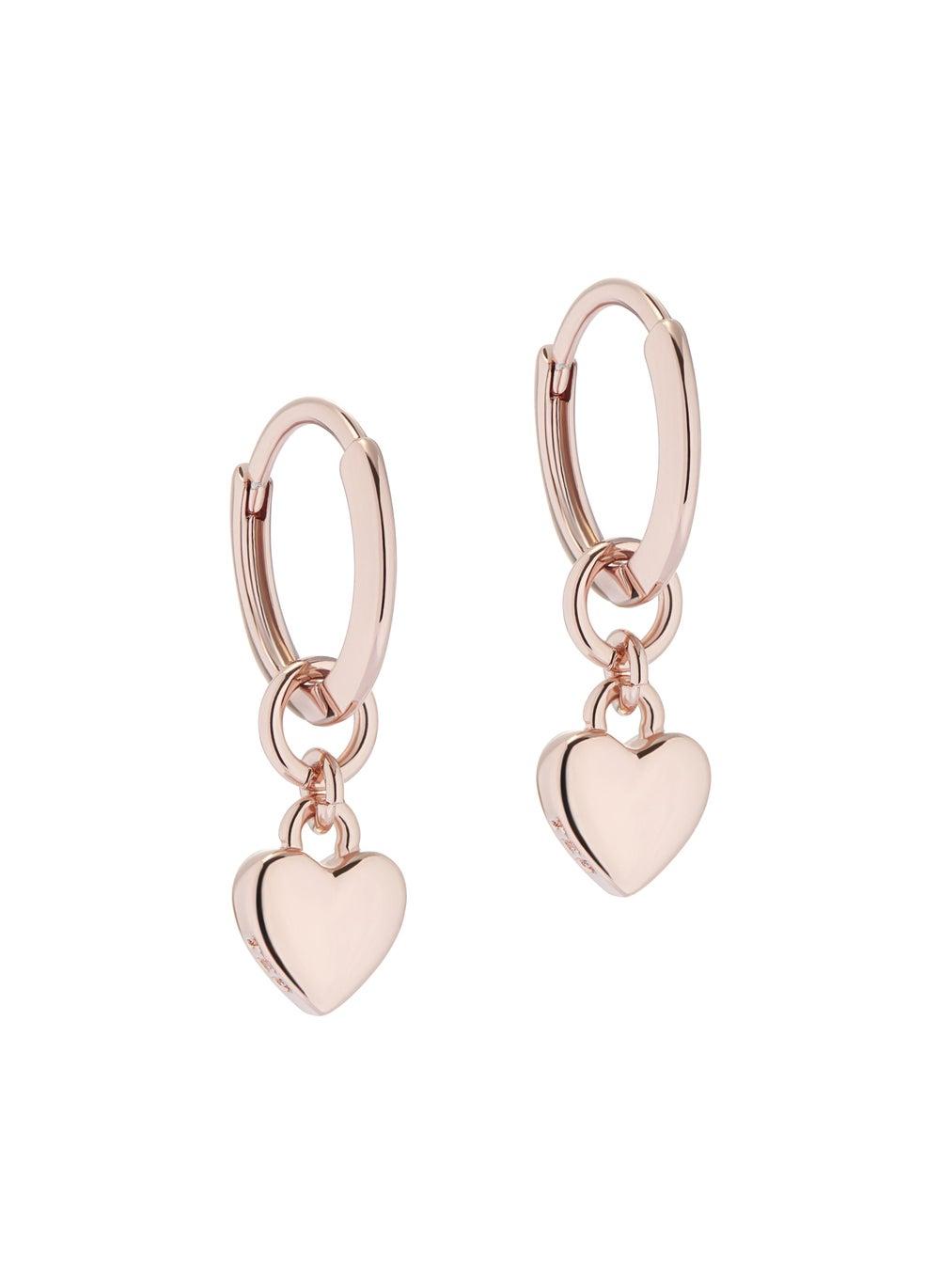 Ted Baker Harrye Rose Gold Heart Huggie Earrings - Image 1