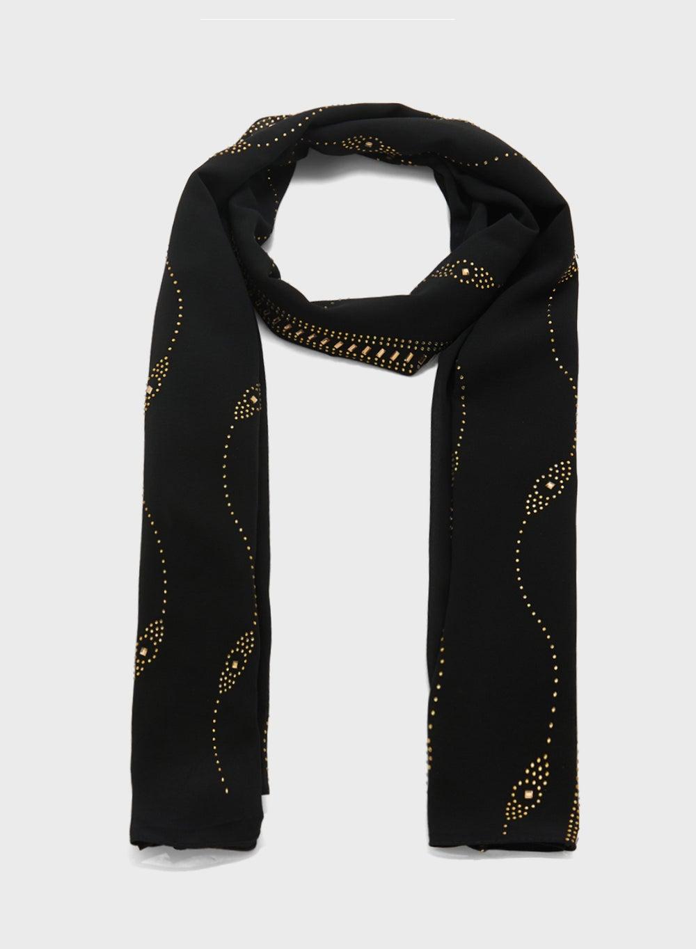 Khizana Wavy Embellished Long Hijab Scarf - Elegance Unleashed - Image 1