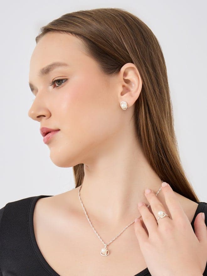 Styli Faux Pearl Elegance - Women's Jewelry Set - Image 1