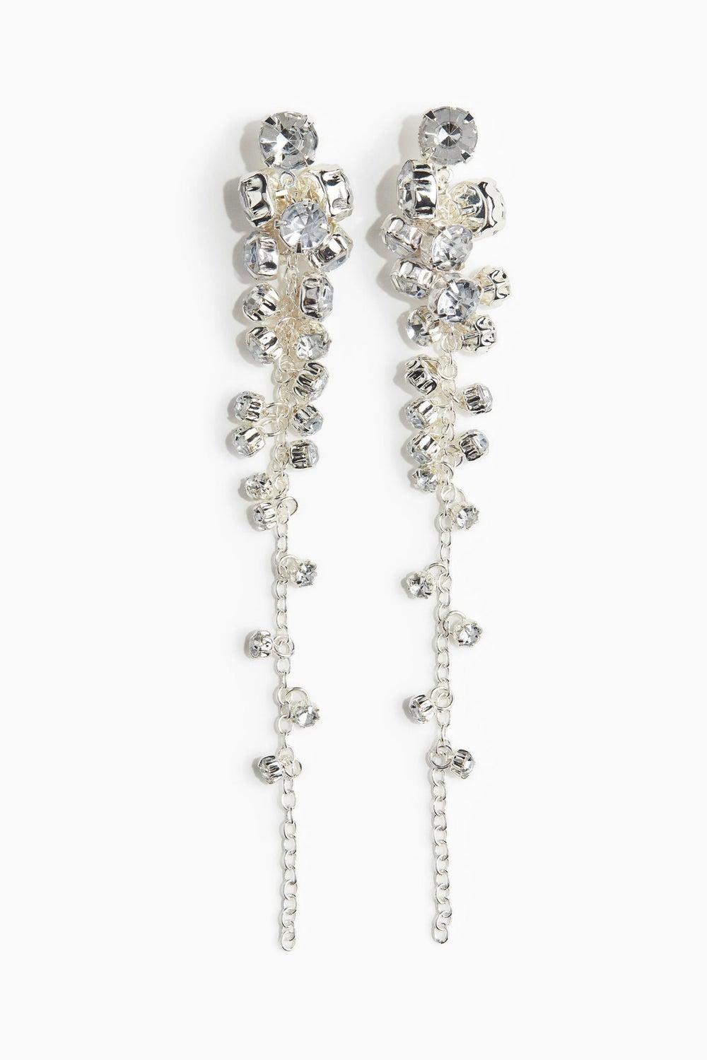 H&M Dazzling Rhinestone Cluster Long Earrings - Image 1
