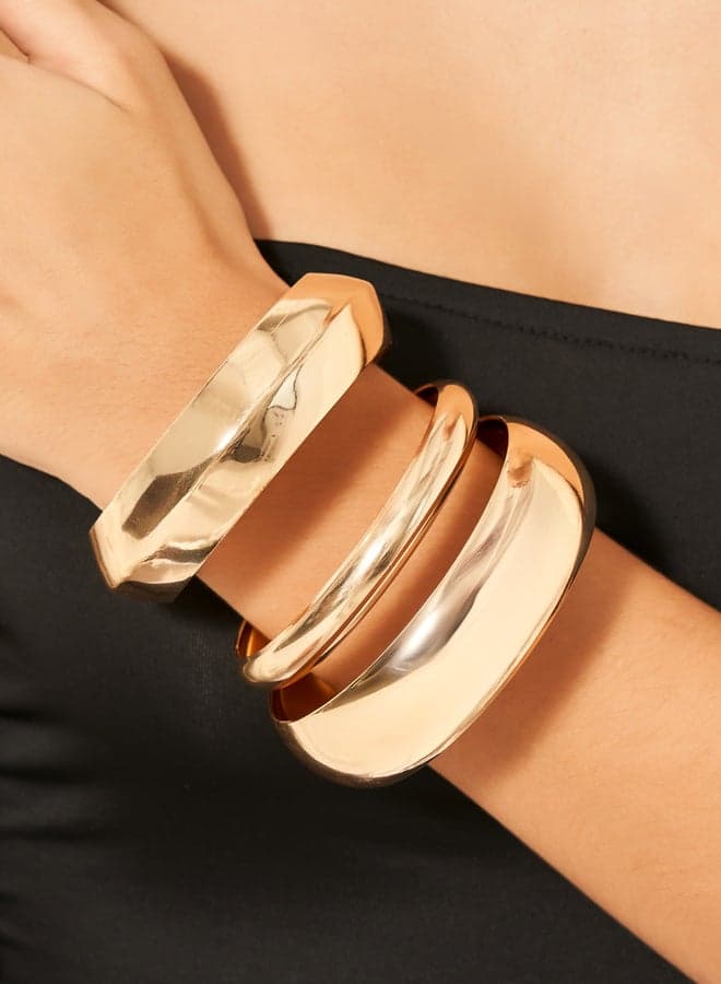 Styli Chunky Bangles Trio - Elegant Accessorizing for Women - Image 1