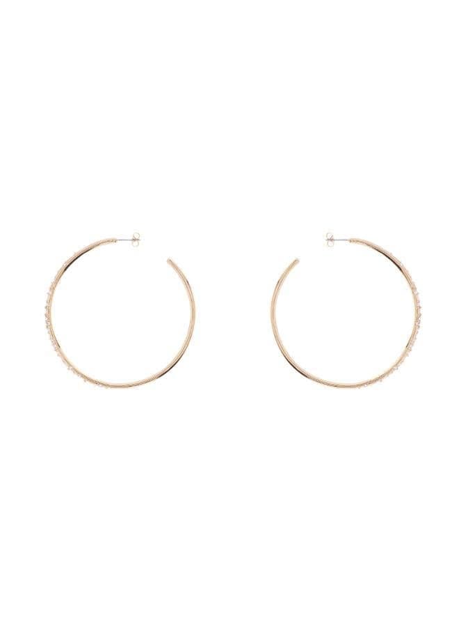 Karen Millen Crystal Elegance: Large Gold-Tone Hoop Earrings - Image 1