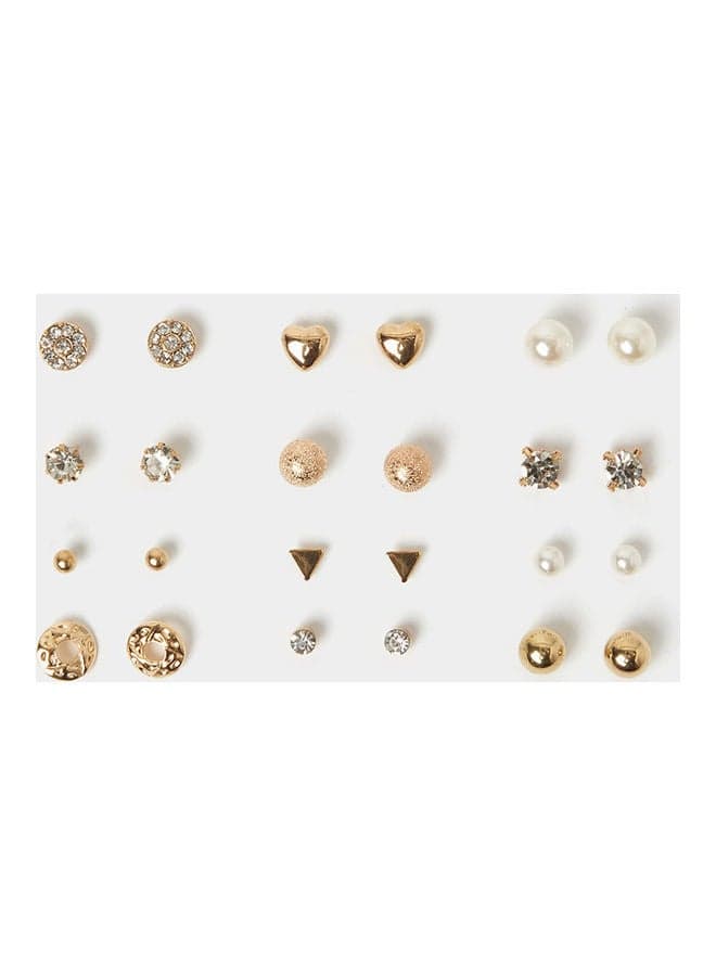 Styli Embellished Stud Earrings - Elegant 12-Piece Set - Image 1