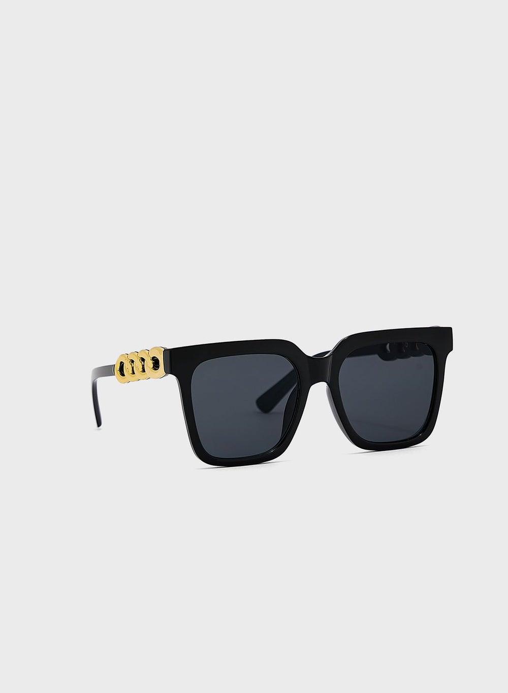 Ginger Chain Detail Women's Luxe Oversized Sunglasses - Image 1
