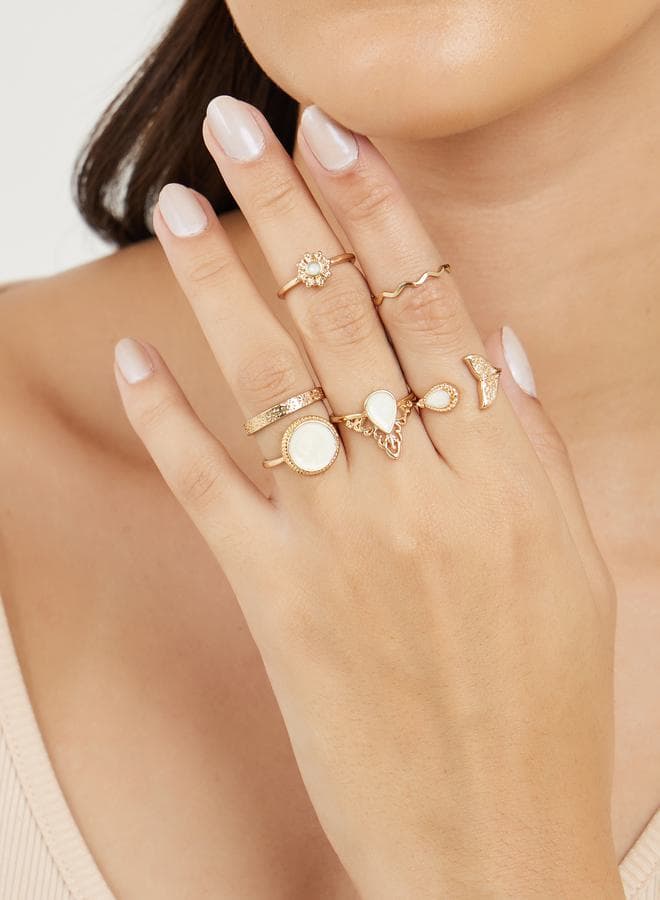 Styli Assorted Embellished Rings Collection - Set of 6 - Image 1
