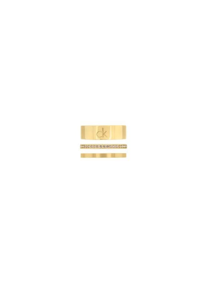 CALVIN KLEIN Elegant Trio Ring Set for Women - Gold Plated - Image 1